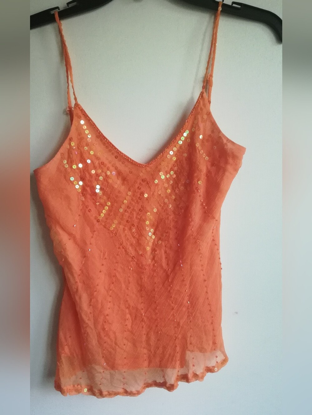 Sugarlips Orange Sequin Spaghetti-Strap Cami